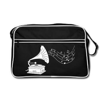 gramophone blanc et musique - Sac Retro - noir/blanc - Devant