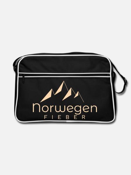 Norwegen Berge Faser Design - Retro Tasche - Schwarz/Weiß