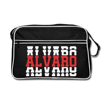 t-shirt Alvaro t-shirt gift idea stacked text - Retro Bag - black/white - Front