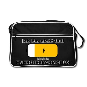 Je ne suis pas paresseux - je suis en mode économie d’énergie - Sac Retro - noir/blanc - Devant