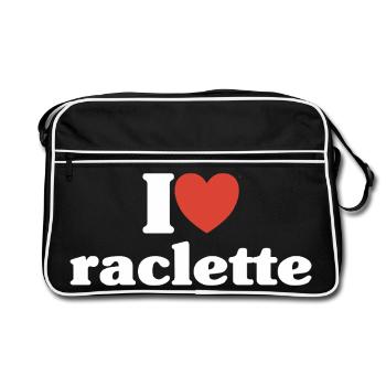 J'aime La Raclette Love Humour Fromage Cadeau Ski  - Sac Retro - noir/blanc - Devant