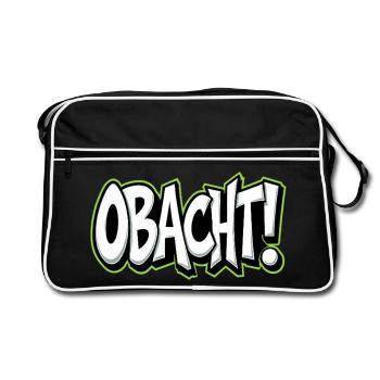 Attention : Avertissement dialectal Bavarois - Sac Retro - noir/blanc - Devant