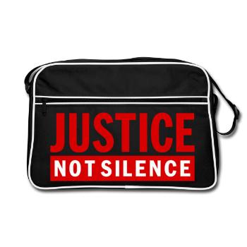 Justice Not Silence Gerechtigkeit Statement - Retro Tasche - Schwarz/Weiß - Vorne