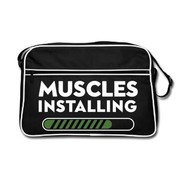 Muscles Installing Progress Graphic - Retro Bag - black/white - Front