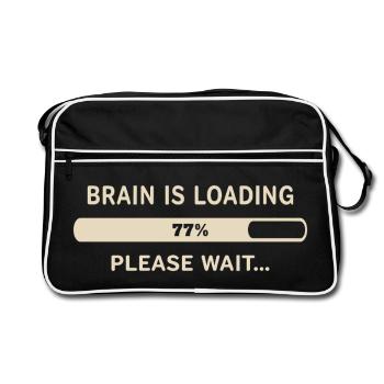 Brain Loading – Please Wait - Retro Bag - black/white - Front