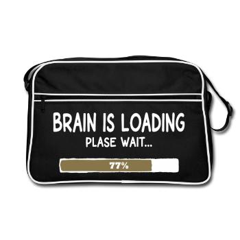 Loading the Brain – Loading Bar Humor - Retro Bag - black/white - Front