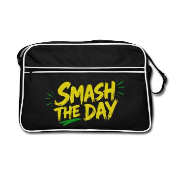 SMASH THE DAY Motivation pour le padel et le tennis - Sac Retro - noir/blanc - Devant