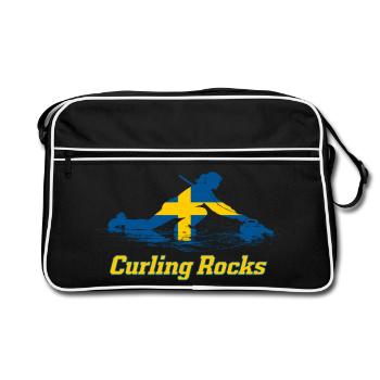 Le curling rocks Suède Fan Merch - Sac Retro - noir/blanc - Devant