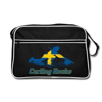 Le curling rocks Suède Fan Merch - Sac Retro - noir/blanc - Devant