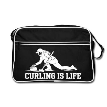 Curling Is Life Winter Sports Fan - Retro Bag - black/white - Front