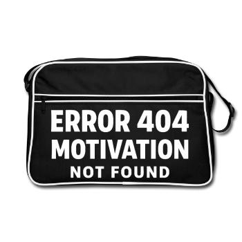 Error 404 Motivation not found Funny saying - Retro Bag - black/white - Front
