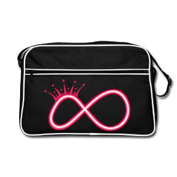Symbole de l’infini rouge fluo avec couronne - Sac Retro - noir/blanc - Devant