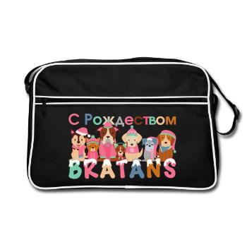 Joyeux Noël Chiens Cadeau Russe - Sac Retro - noir/blanc - Devant