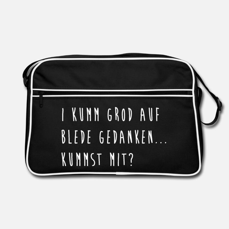 I kumm grod auf blede Gedanken, kummst mit? Spruch Retro Tasche