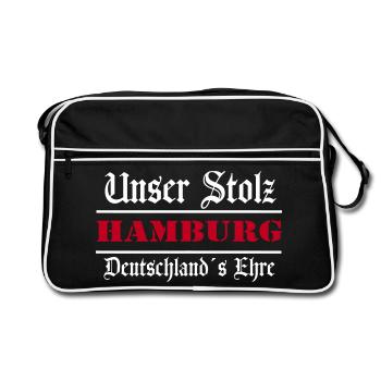 Hamburg , Tradition , Stolz und Ehre Hamburg (25) - Retro Tasche - Schwarz/Weiß - Vorne