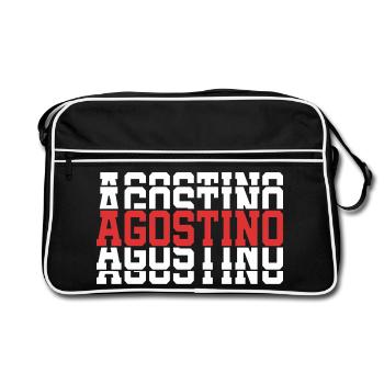 Agostino t-shirt stacked text gift t-shirt - Retro Bag - black/white - Front
