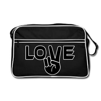 Signe de victoire de l’amour main - Sac Retro - noir/blanc - Devant
