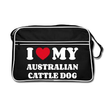 J’adore mon propriétaire de chien de bétail australien - Sac Retro - noir/blanc - Devant