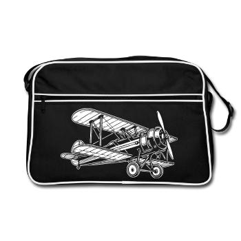 Biplane Oldtimer, Classic Airplane Design - Retro Bag - black/white - Front
