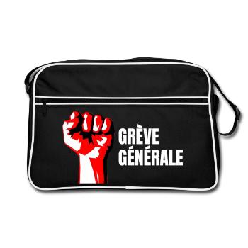 Poing Levé Manif Syndicaliste En grève Générale - Sac Retro - noir/blanc - Devant
