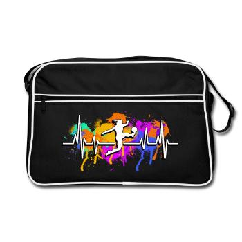 Battements de cœur du football féminin - Sac Retro - noir/blanc - Devant