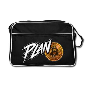 Plan Bitcoin - Retro Tasche - Schwarz/Weiß - Vorne
