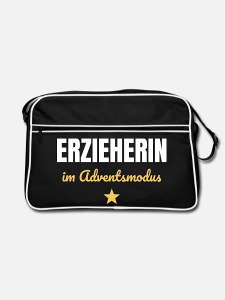 Erzieherin im Adventsmodus - Retro Tasche - Schwarz/Weiß