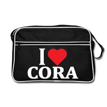 t-shirt I love Cora t-shirt gift idea - Retro Bag - black/white - Front