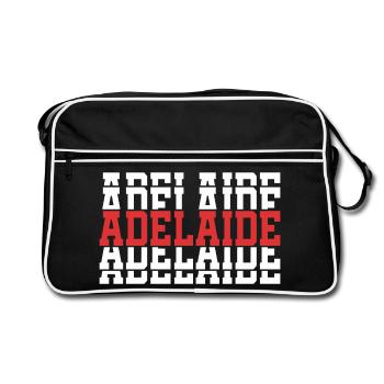 Adelaide stacked text t-shirt gift - Retro Bag - black/white - Front
