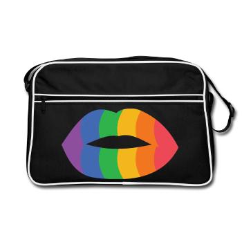 Rainbow Lips Art Print - Retro Bag - black/white - Front