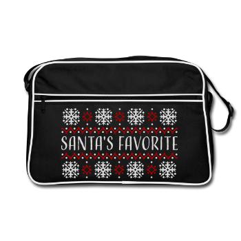 Santa's Favorite Christmas Sweater Snowflakes - Retro Bag - black/white - Front