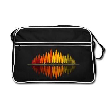 Bäume, Wald, Natur, Wildnis, Outdoor, Reflexion - Retro Tasche - Schwarz/Weiß - Vorne
