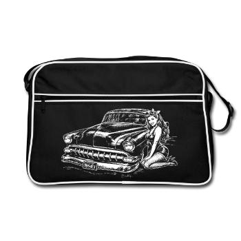 Chevy Bel Air 1954- Vintage Classic Pin Up - Retro Bag - black/white - Front