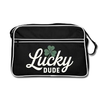 Lucky Dude with Four Leaf Clover  - Retro Bag - black/white - Front