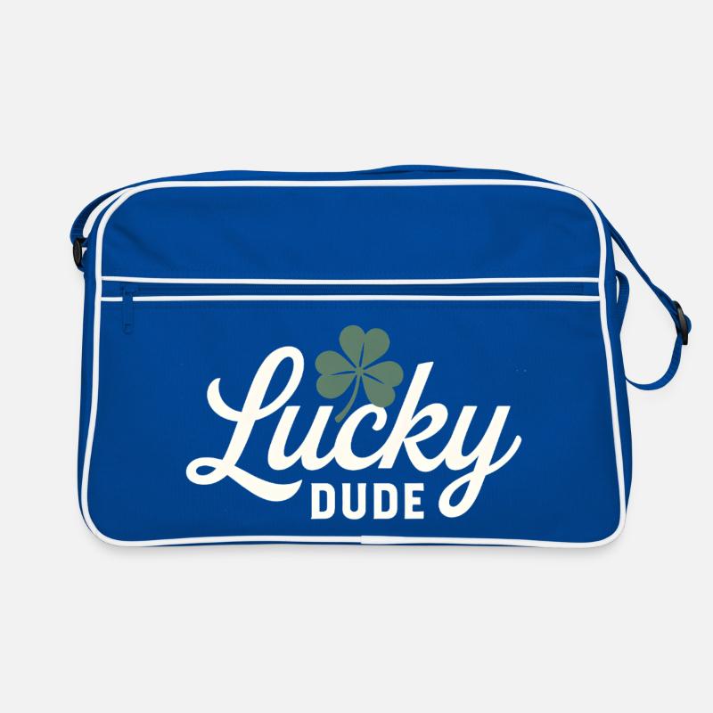 Glücklicher Typ mit Vierblattklee Retro Tasche