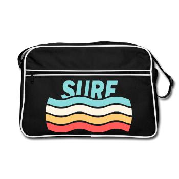Surf - Retro Tasche - Schwarz/Weiß - Vorne