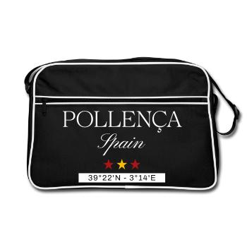 Pollença Spanien Souvenir – Reise minimalistisch - Retro Tasche - Schwarz/Weiß - Vorne