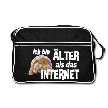 Ich bin älter als das Internet - Schildkröte - Retro Tasche - Schwarz/Weiß - Vorne