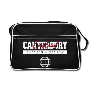 Canterbury England Koordinaten Reise Souvenir - Retro Tasche - Schwarz/Weiß - Vorne