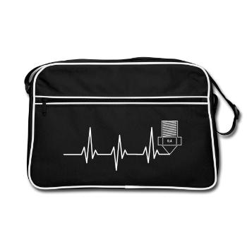 Heartbeat Impression 3D drôle TShirt Design - Sac Retro - noir/blanc - Devant