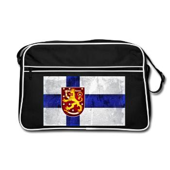 Finland Flag Lion - Retro Bag - black/white - Front