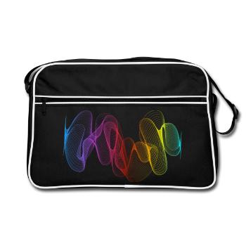 Abstract Lines Design 02 - Retro Bag - black/white - Front