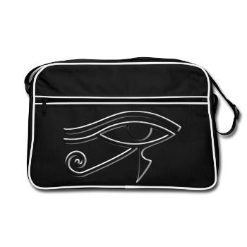 Oeil d’Horus (Oeil de Horus) Symbole Blanc Effet 3D - Sac Retro - noir/blanc - Devant