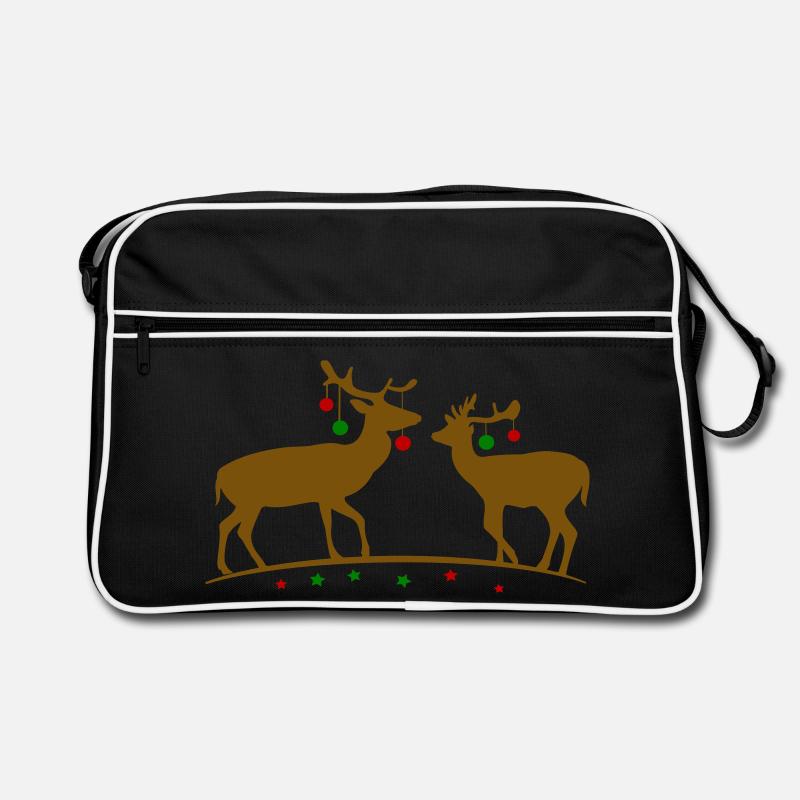 Hirsche mit Weihnachtskugeln Retro Tasche