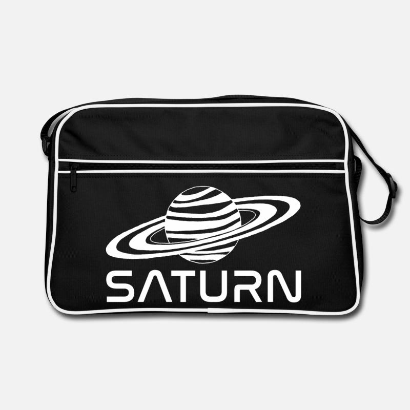 Planète saturne blanche - Sac Retro - noir/blanc