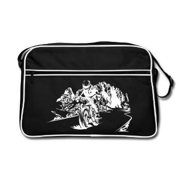 Motorcycle Dolomites Mountains Biker Symbol Nature Logo - Retro Bag - black/white - Front