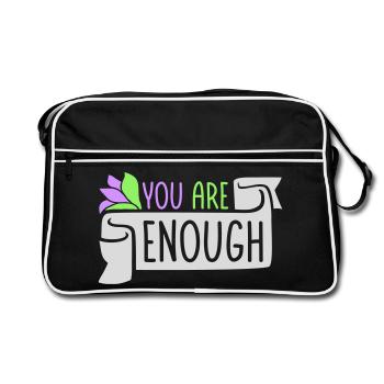 You Are Enough Self Love Motivational Quote - Retro Bag - black/white - Front