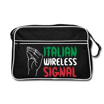 Italian Wireless Signal Italy Italian Wi-Fi - Retro Bag - black/white - Front