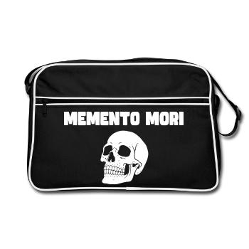 Memento Mori Schädel - Retro Tasche - Schwarz/Weiß - Vorne