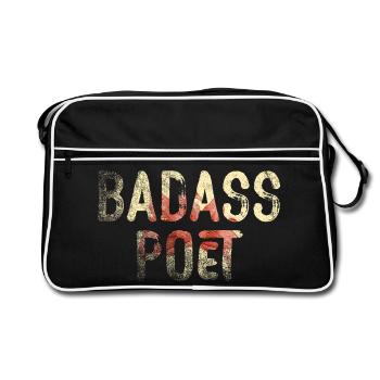 Badass Poet Floral Typografie - Retro Tasche - Schwarz/Weiß - Vorne
